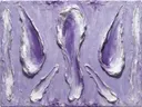 Abstract schilderij, eén kleur in het midden in lila en zilver