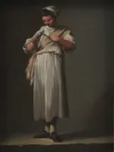 Een Romeinse koksjongen die een mes slijpt van Jean Barbault: portret
