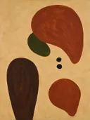 Abstract in warm beige, schilderij