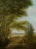 Een zandpad in de duinen bij Haarlem van Vincent Jansz van der Vinne: landschap