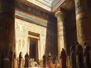Interieur van een Egyptische tempel met hiëroglyfen