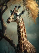 Schilderij van een elegante giraffe