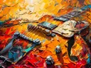 Popart schilderij van een elektrische gitaar