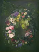 En blomsterkrans van Emma Thomsen: stilleven met bloemen