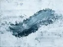 Meswerk schilderij, enkele veeg in Arctisch Mono