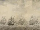 Landschapsschilderij 'Episode uit de Vierdaagse Zeeslag' naar Willem van de Velde