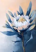 Schilderij van een exotische blauwgrijze bloem