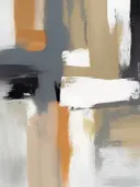 Abstract schilderij met penseelvlakken in grijs en oranje