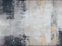 Expressionistisch abstract schilderij in grijs met gouden accenten