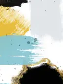 Abstract expressionistisch schilderij in geel en turquoise