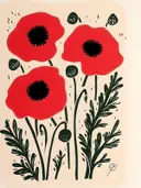 Schilderij van felrode klaprozen