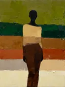 Schilderij: figuur in vlakken, aardetinten