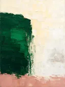 Abstract landschap in flessengroen en ivoor