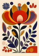 Folk-art illustratie van een gestileerde bloem