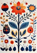 Folklore illustratie van een bloementak