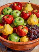 Schilderij: fruitschaal met appels en peren