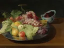 Fruitstilleven met Chinese porseleinen schalen, Kring van Isaak Soreau: stilleven met fruit