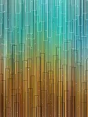 Futuristisch abstract schilderij met skyline in teal en goud