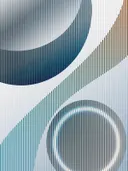 Futuristische strepenbollen in blauwgrijs, abstract schilderij
