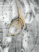 Natuurschilderij met geaquarelleerde veren in grijs en goud