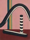 Gebogen boog in diep zwart en gebroken wit, schilderij van gebogen boog