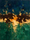 Abstract landschap in gebrande omber en oker
