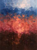 Abstract landschap in gebrande omber en rosé