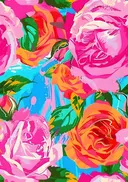 Schilderij van rozen in glas-in-lood stijl
