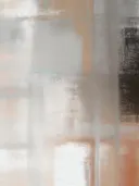 Minimalistisch schilderij met gedempte kleurvlakken in zand en grijs