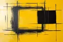 Geel zwart raster, abstract schilderij