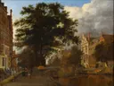 Gefantaseerd Amsterdams stadsgezicht met gracht van Jan van der Heyden: stad