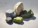 Stilleven schilderij van gekleurde stenen