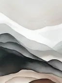 Minimalistisch berglandschap schilderij in grijs en taupe, staand