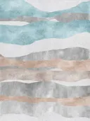 Gelaagd abstract berglandschap in teal en beige