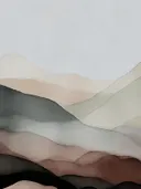 Gestileerd berglandschap schilderij in roze en grijstinten