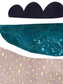 Gelaagd abstract schilderij in marineblauw, teal en roze