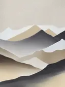 Minimalistisch berglandschap schilderij in zand en grijs