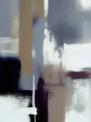 Abstract schilderij met gelaagde vlakken in grijs en bordeauxrood