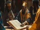 Groep Afrikaanse geleerden bij een oud manuscript