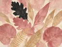 Gemengd bladpatroon in de stijl Textured Minimalism, in verstoft roze en romige crème, met een diepzwart accent