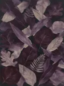 Gemengd bladpatroon in de stijl Textured Minimalism, in diep aubergine, pruim en verstoft lila, met bleek oestergrijs