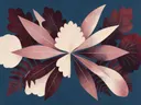 Gemengd bladpatroon in de stijl Textured Minimalism, in diep bordeaux, ossenbloed en verstoft roze, met warm beenderwit