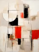 Geometrisch abstract in rood en zwart, abstract schilderij met rode en zwarte vlakken