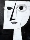 Kubistisch schilderij van een geometrisch gezicht