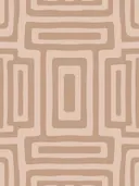 Abstract geometrisch patroon van rechthoekige vormen in terracotta en beige.