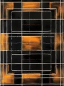 Abstract geometrisch rasterpatroon schilderij in oranje en zwart