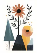 Abstracte geometrische kunst met bloemmotief