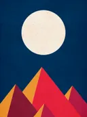 Geometrische bergen met volle maan