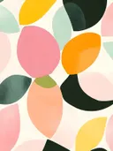 Abstract bloemvormig schilderij in roze en groen