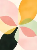Abstract bloemvormig schilderij in roze en mint